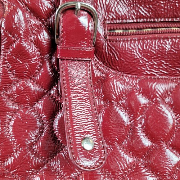 Hobo International Red Leather Shoulder Bag Buffalo Check Lining Satchel Handbag - Picture 9 of 13